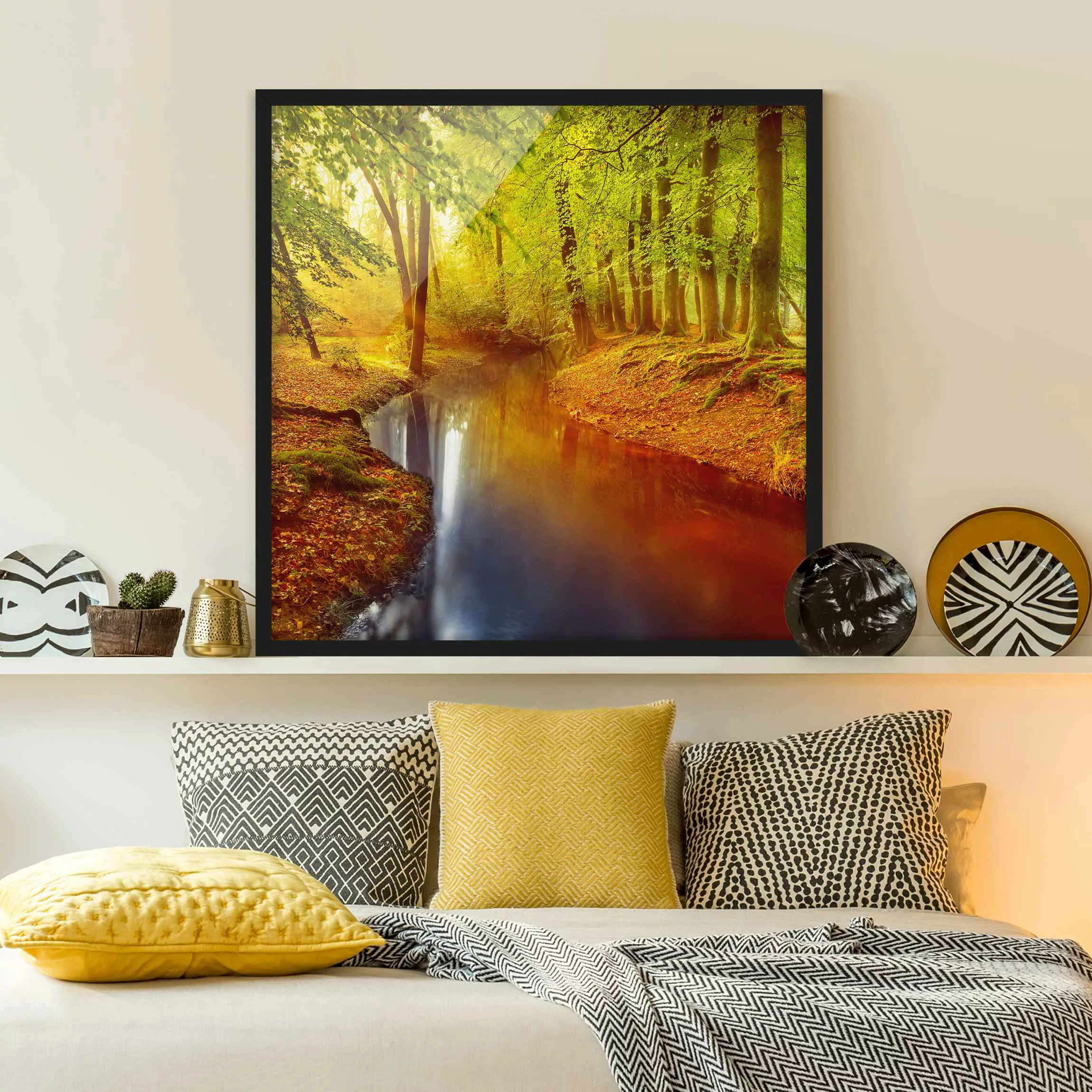 Bild mit Rahmen Natur & Landschaft - Quadrat Herbstwald günstig online kaufen