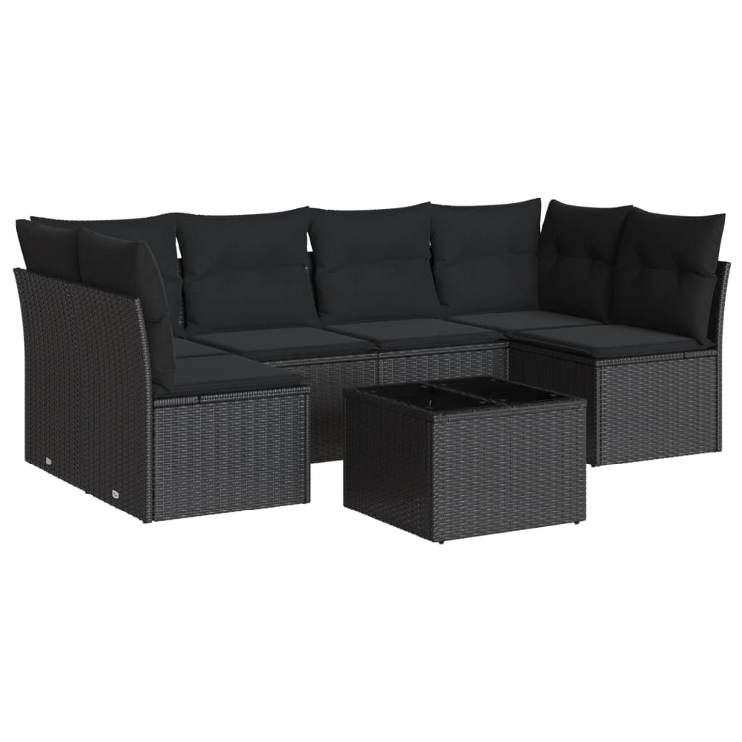 vidaXL 7-tlg Garten-Sofagarnitur mit Kissen Schwarz Poly Rattan Modell 64 günstig online kaufen