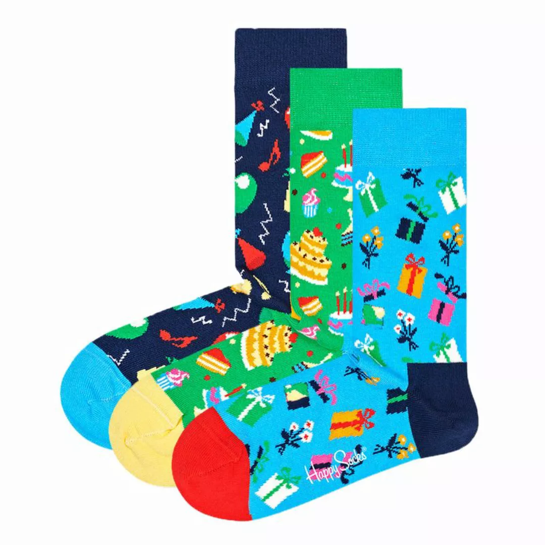 Happy Socks 3er Pack Unisex Socken - Geburtstag, Geschenkbox, Farbmix günstig online kaufen