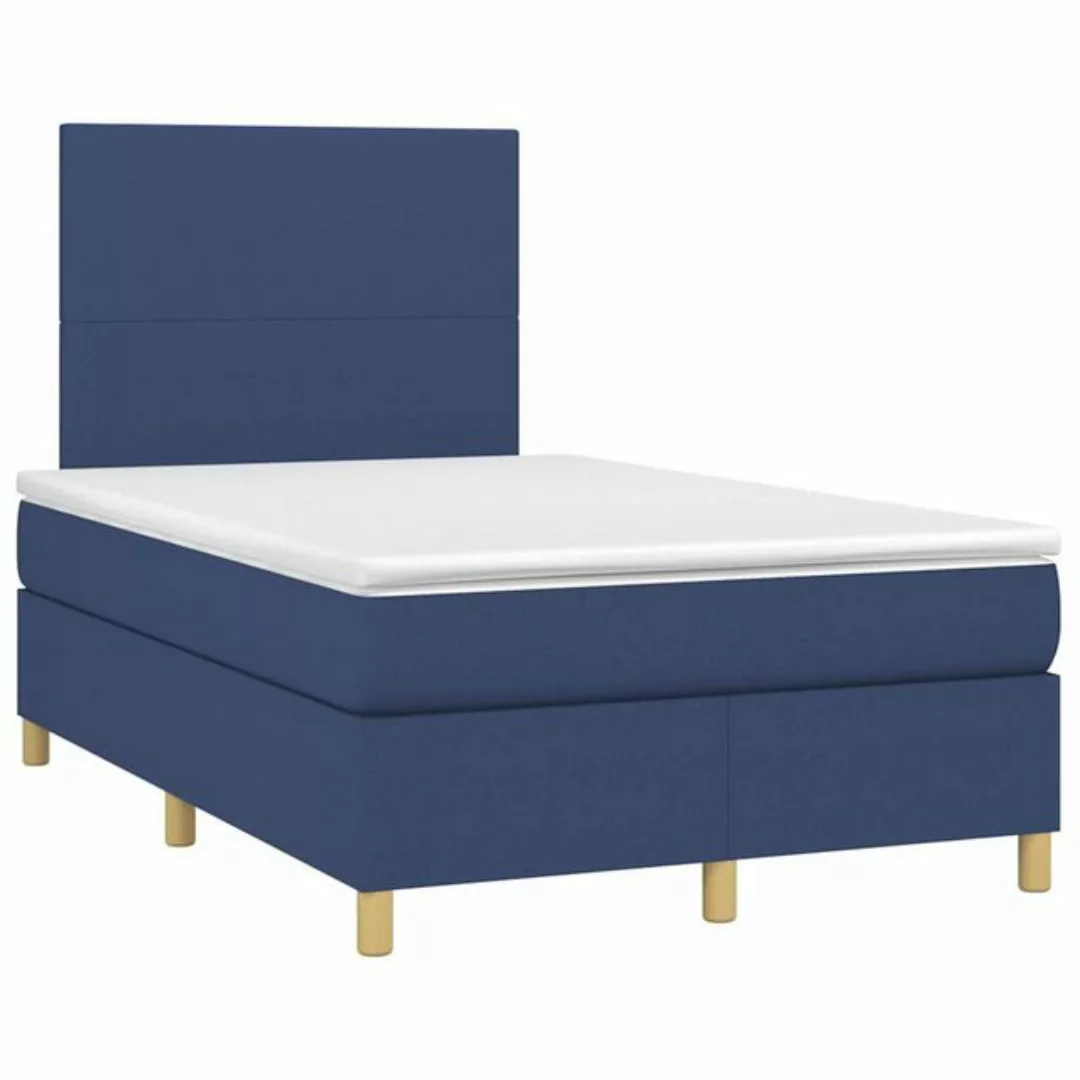 vidaXL Bett Boxspringbett mit Matratze & LED Blau 120x190 cm Stoff günstig online kaufen