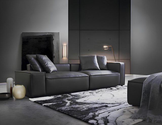 Xlmoebel 3-Sitzer Schwarzes modernes Design-Sofa für drei Personen - Polste günstig online kaufen