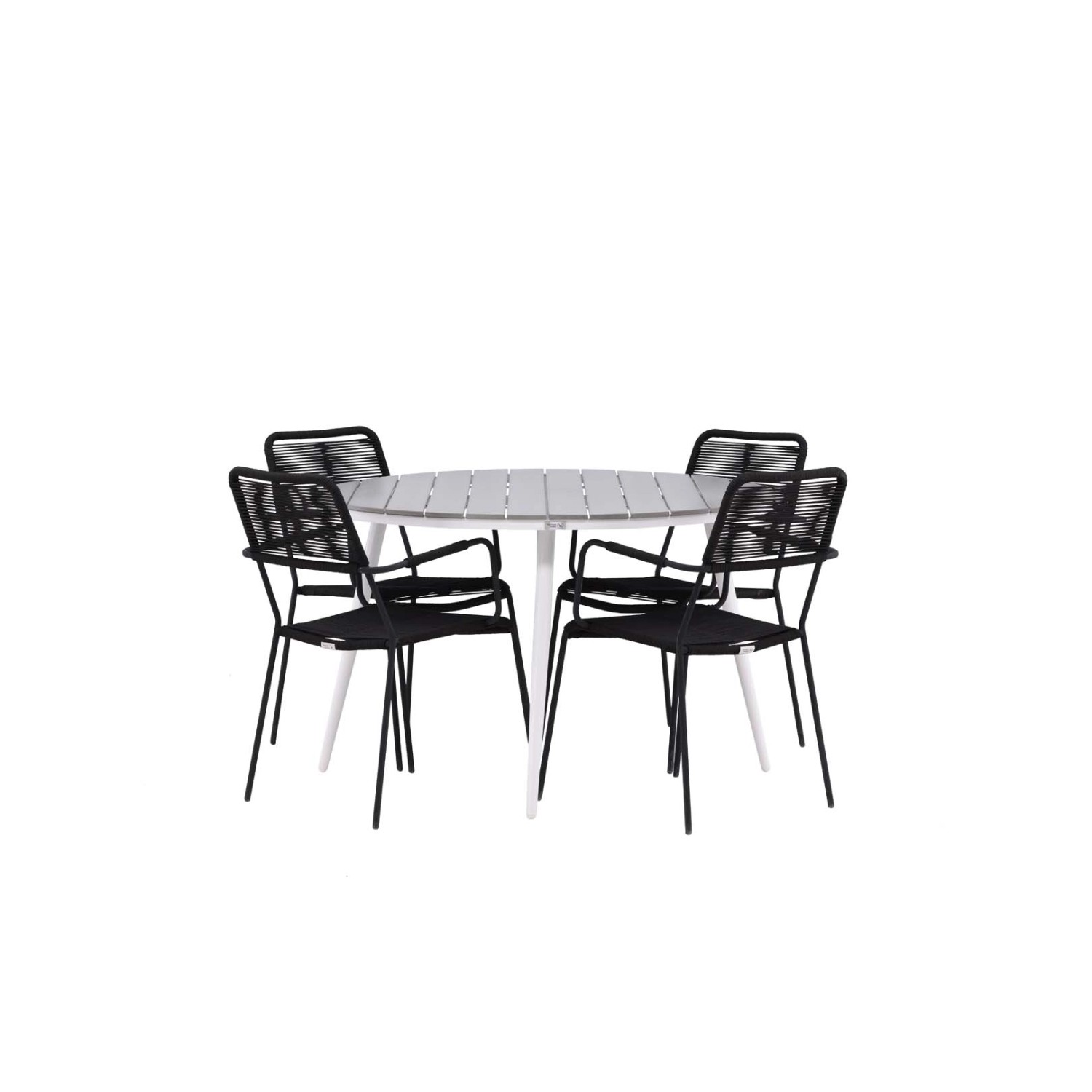 ebuy24 Break Gartenset Tisch Ø120cm Grau 4 Stühle Lindos Schwarz günstig online kaufen
