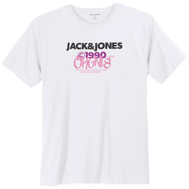 Jack & Jones Rundhalsshirt Große Größen Herren T-Shirt weiß Logodruck Jack& günstig online kaufen