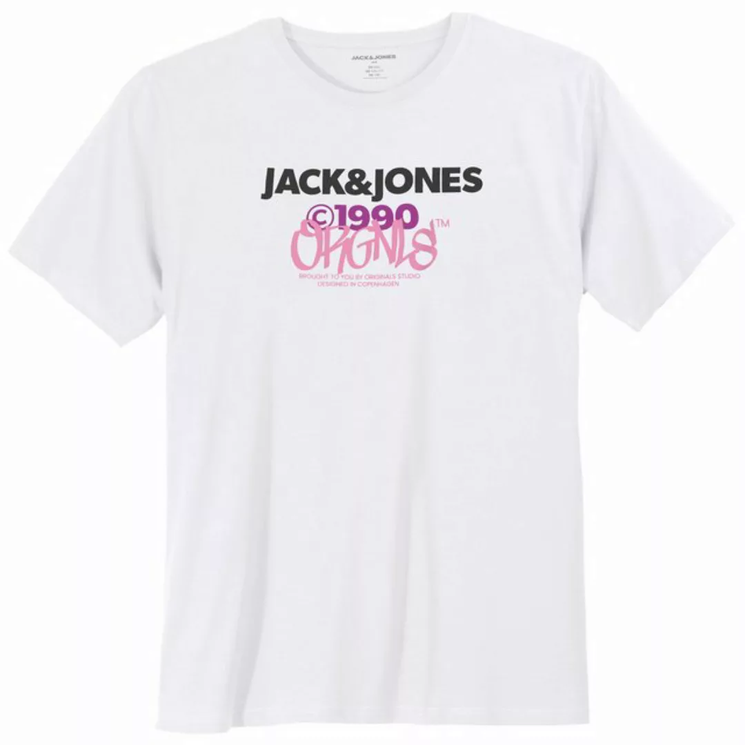 Jack & Jones Rundhalsshirt Große Größen Herren T-Shirt weiß Logodruck Jack& günstig online kaufen