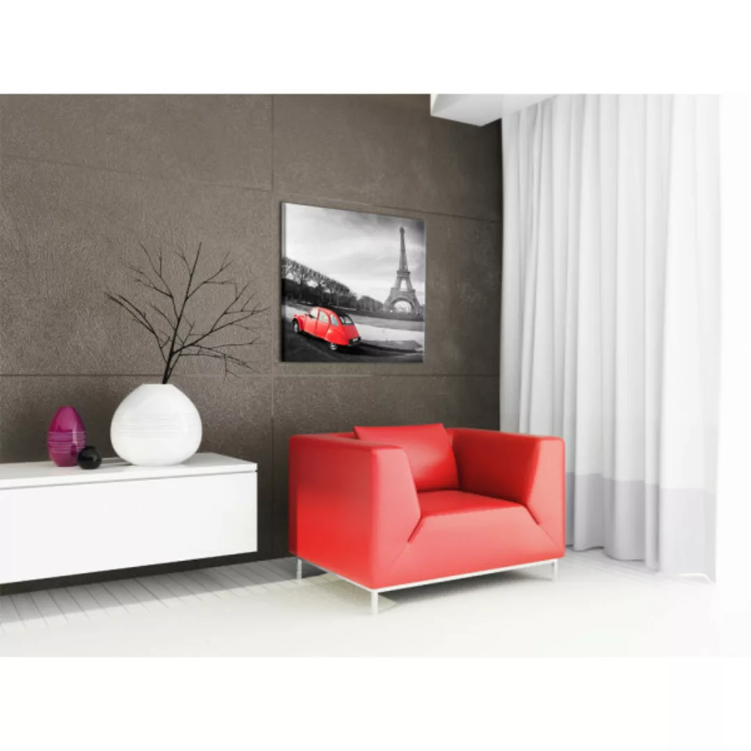 Wandbild Rotes Auto und Eiffelturm XXL günstig online kaufen