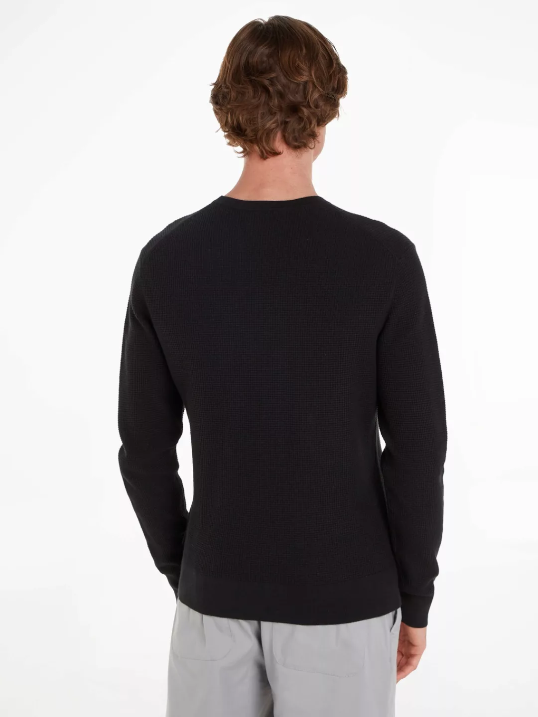 Calvin Klein Rundhalspullover "WAFFLE STRUCTURE SWEATER", mit Markenlabel günstig online kaufen