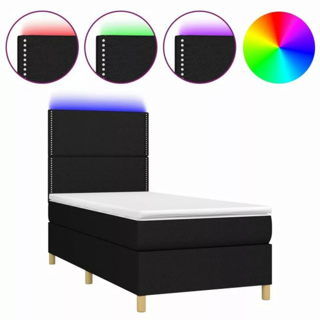 vidaXL Boxspringbett (90 x 200 cm, mit Nieten, Schwarz), mit LED günstig online kaufen