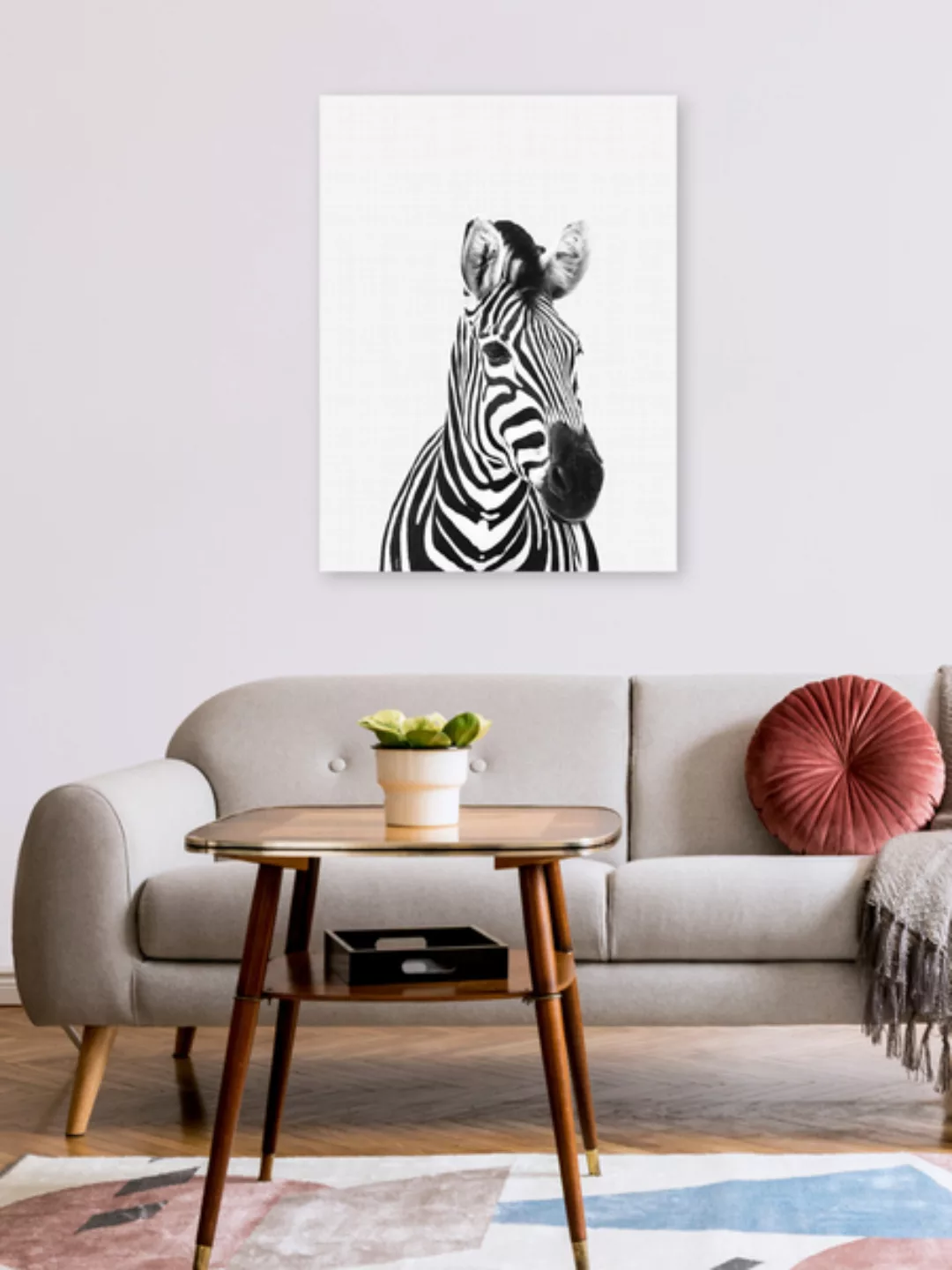 Poster / Leinwandbild - Zebra (Black And White) günstig online kaufen