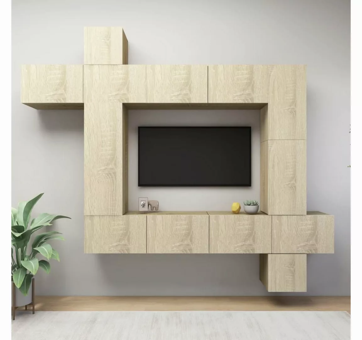 furnicato TV-Schrank 9-tlg. TV-Schrank-Set Sonoma-Eiche Holzwerkstoff günstig online kaufen