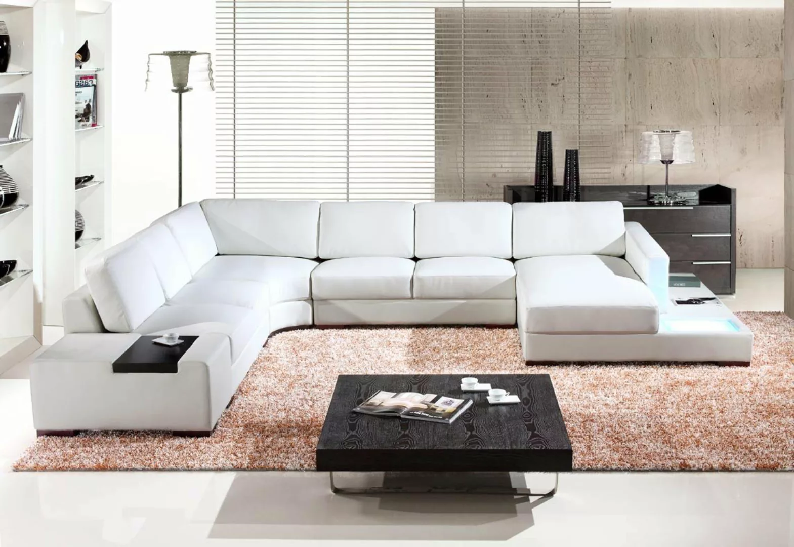 JVmoebel Ecksofa Weiß Ecksofa U-Form Luxus Stil Modern Wohnzimmer Sofa SOFO günstig online kaufen