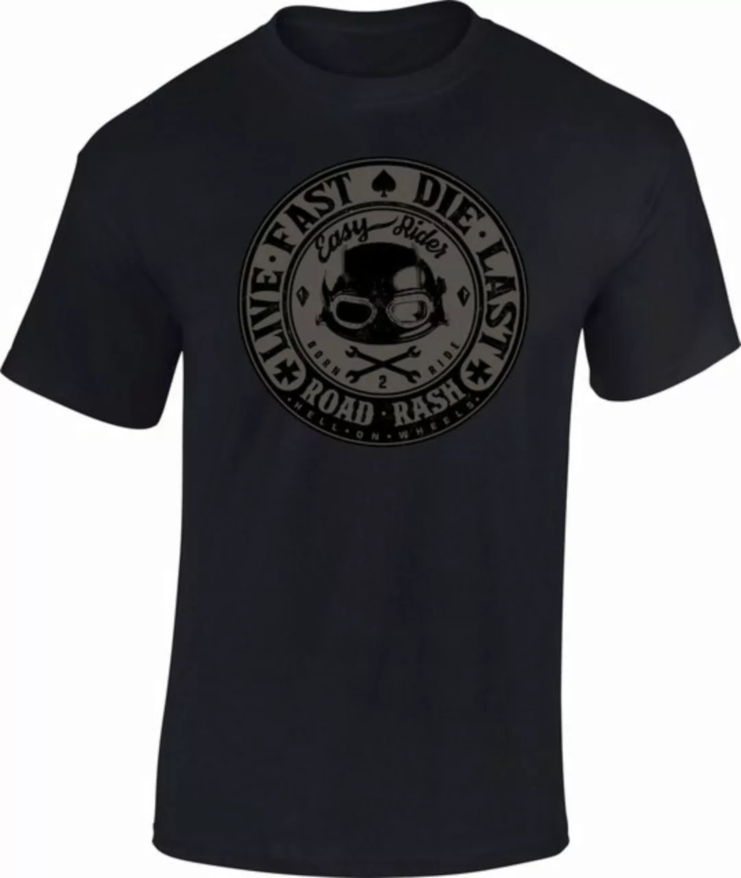 Baddery Print-Shirt Biker Shirt, "Easy Ride", Motorrad T-Shirt, hochwertige günstig online kaufen