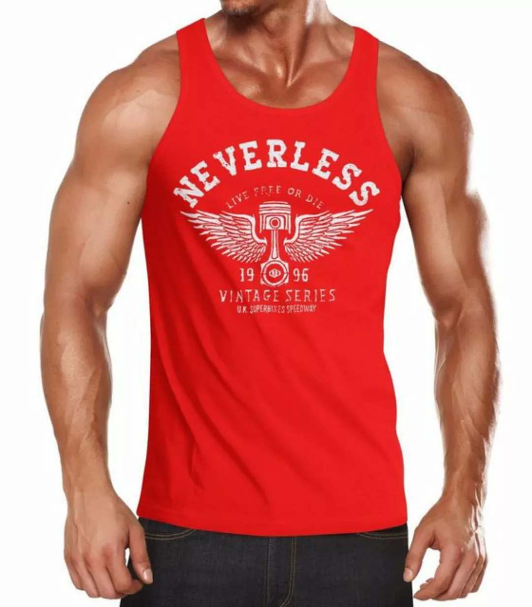 Neverless Tanktop Herren Tank Top Biker Motorrad Motorblock Engine Flügel W günstig online kaufen