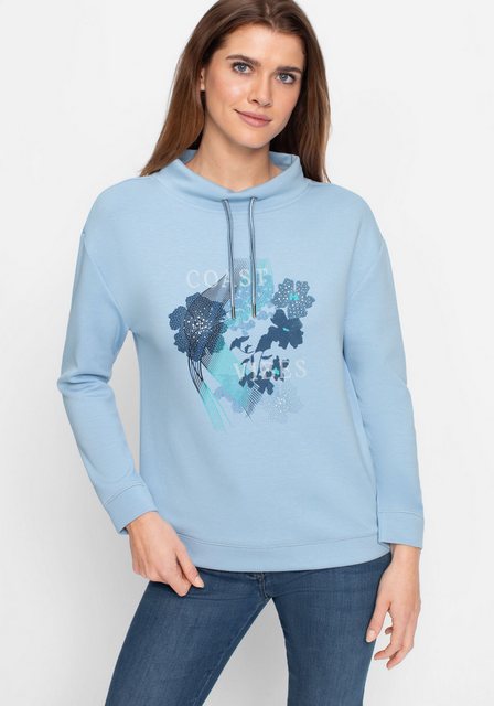 Olsen Sweatshirt mit Ziersteinen verzierter Frontprint günstig online kaufen