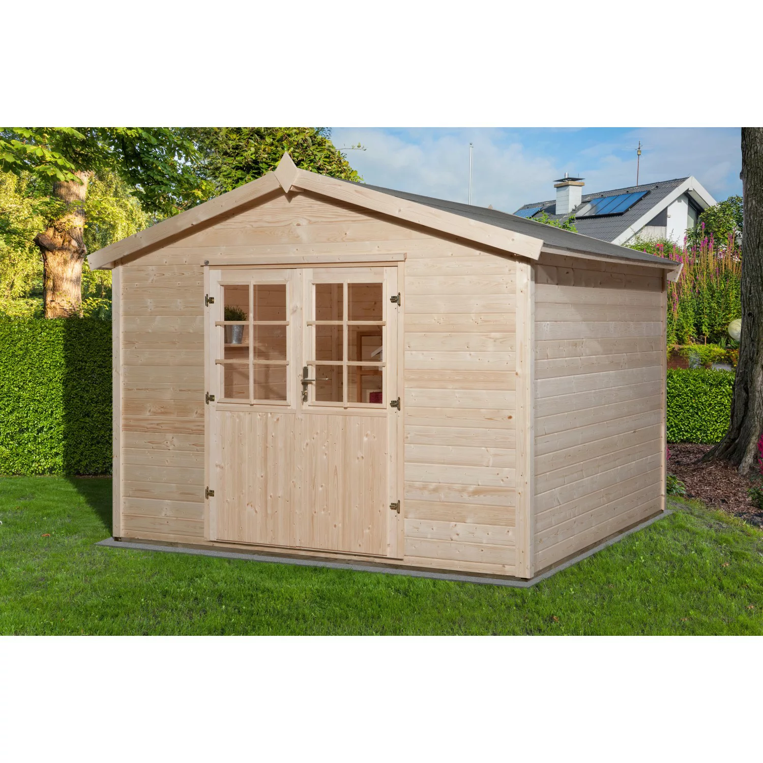 Weka Holz-Gartenhaus/Gerätehaus Ravenna D Natur BxT: 300 cm x 295 cm günstig online kaufen