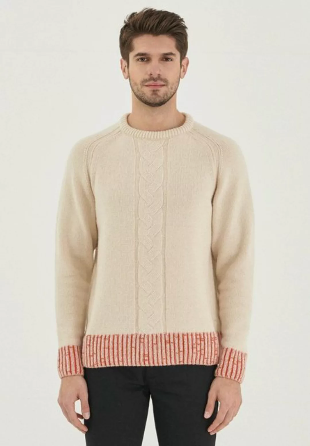 ORGANICATION Sweater Men's Wool Sweater in Ecru günstig online kaufen