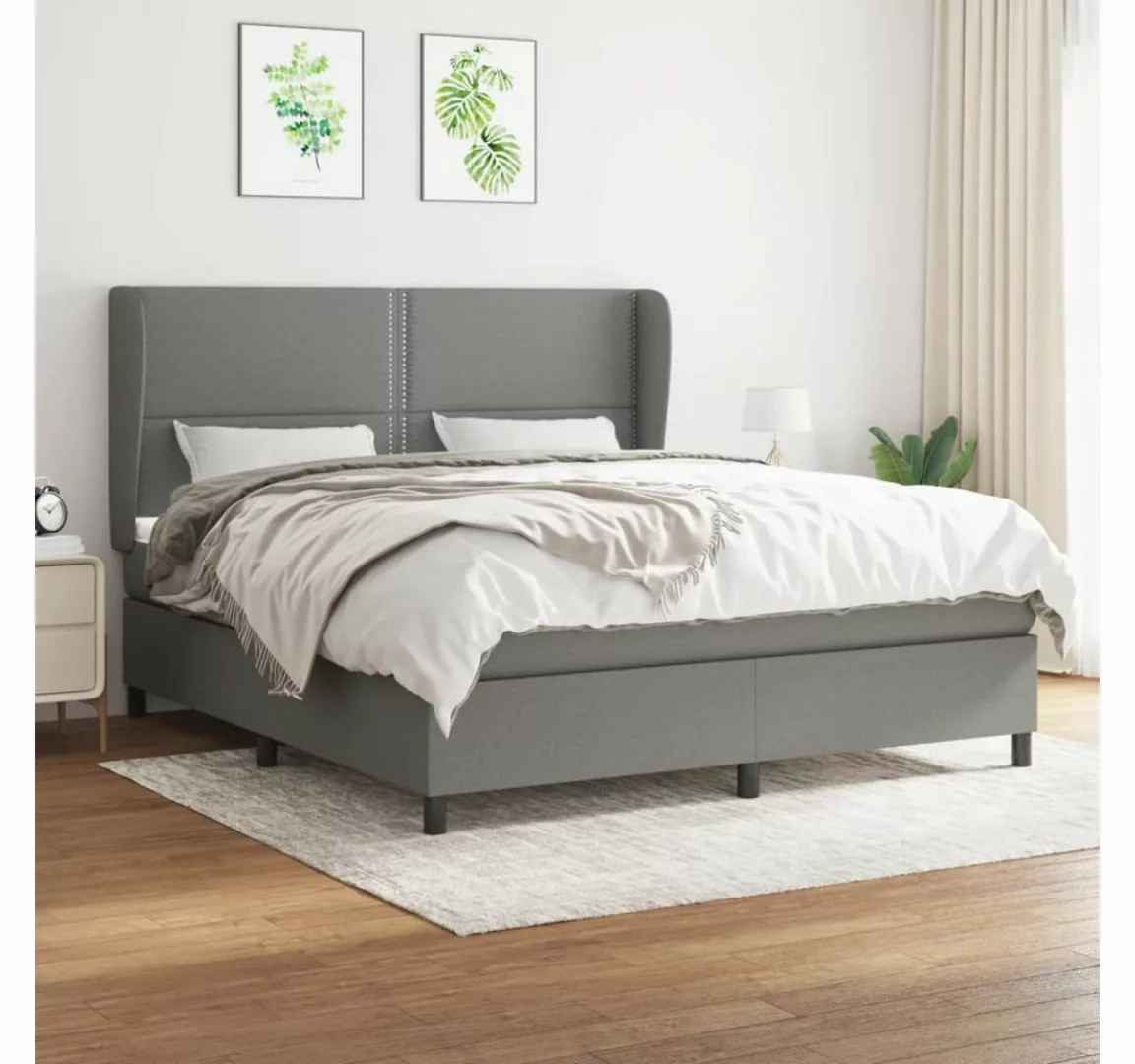 vidaXL Boxspringbett Boxspringbett mit Matratze Dunkelbraun 180x200 cm Stof günstig online kaufen