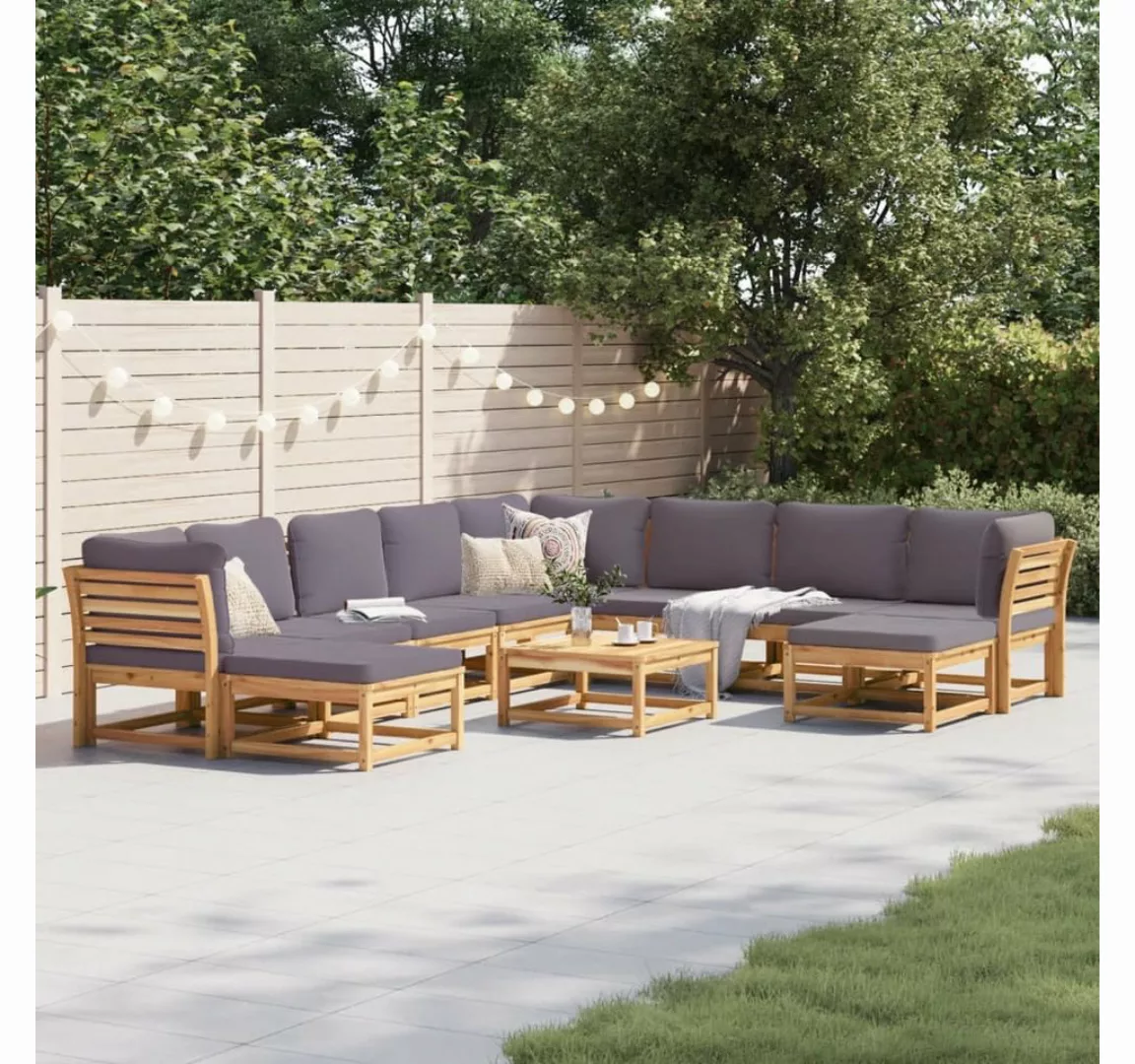 vidaXL Loungesofa 11-tlg. Garten-Lounge-Set mit Kissen Massivholz Akazie, 1 günstig online kaufen