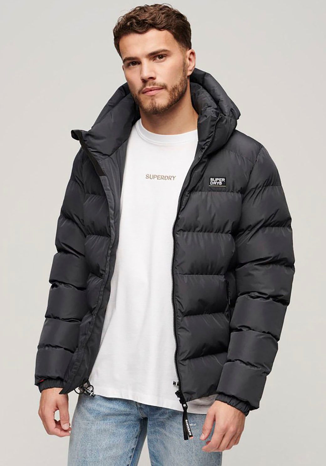 Superdry Steppjacke "HOODED SPORTS PUFFER JACKET", mit Kapuze günstig online kaufen