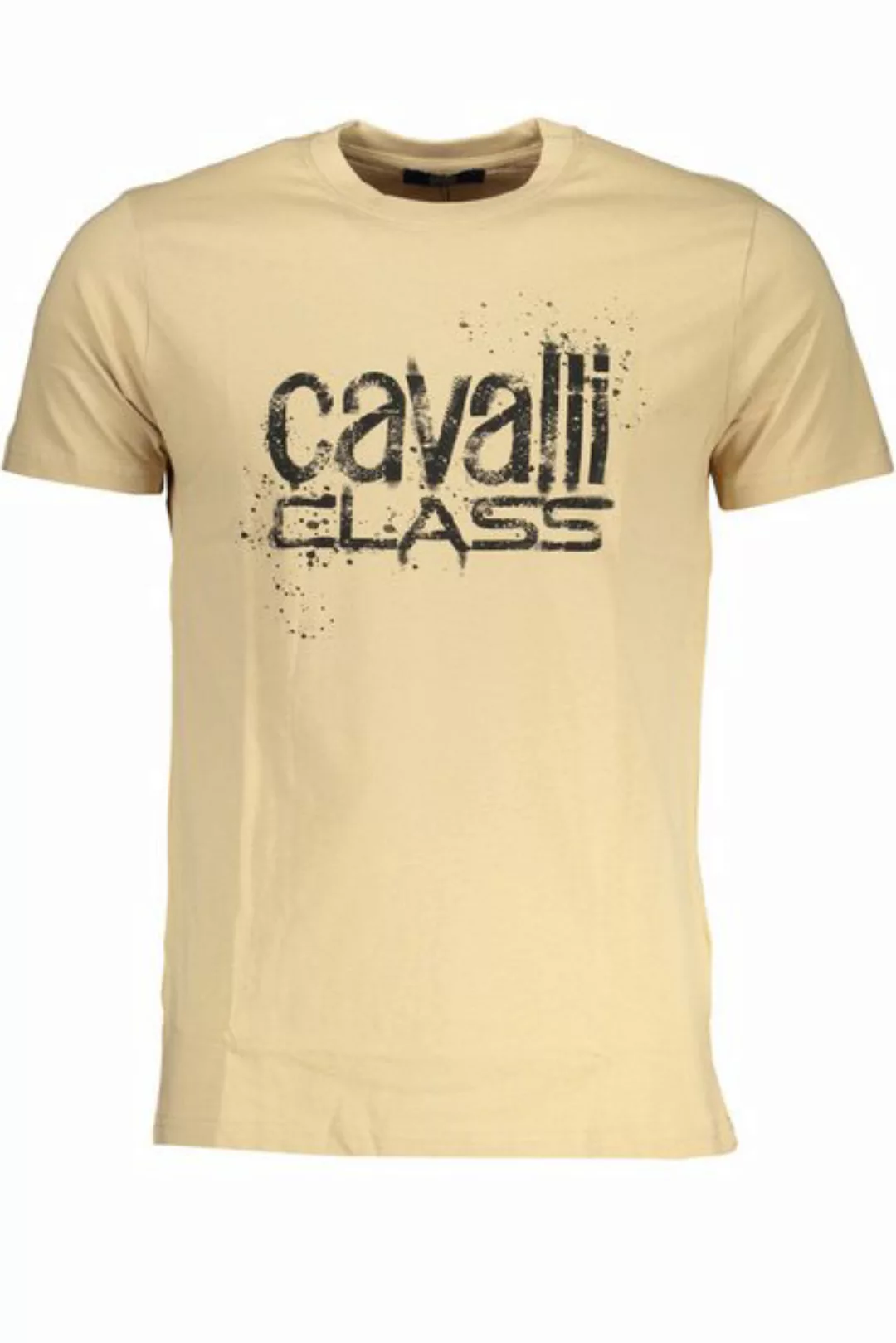 Cavalli Class T-Shirt Beiges Herren T-Shirt mit Rundhals und Logo-Druck günstig online kaufen