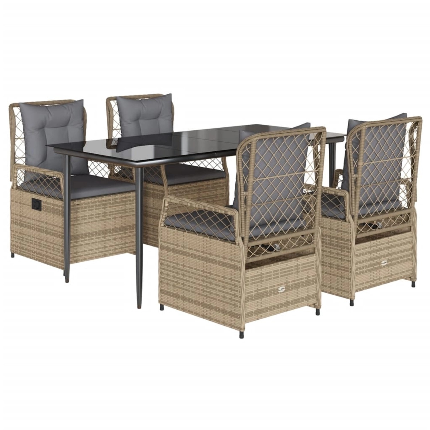 vidaXL 5-Tlg Garten-Essgruppe mit Kissen Beige Poly Rattan 3263002 günstig online kaufen