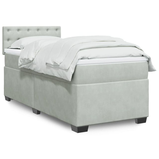 furnicato Bettgestell Boxspringbett mit Matratze Hellgrau 100x200 cm Samt günstig online kaufen