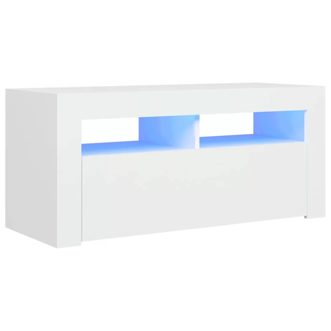 vidaXL TV-Schrank TV-Board mit LED-Leuchten Weiß günstig online kaufen