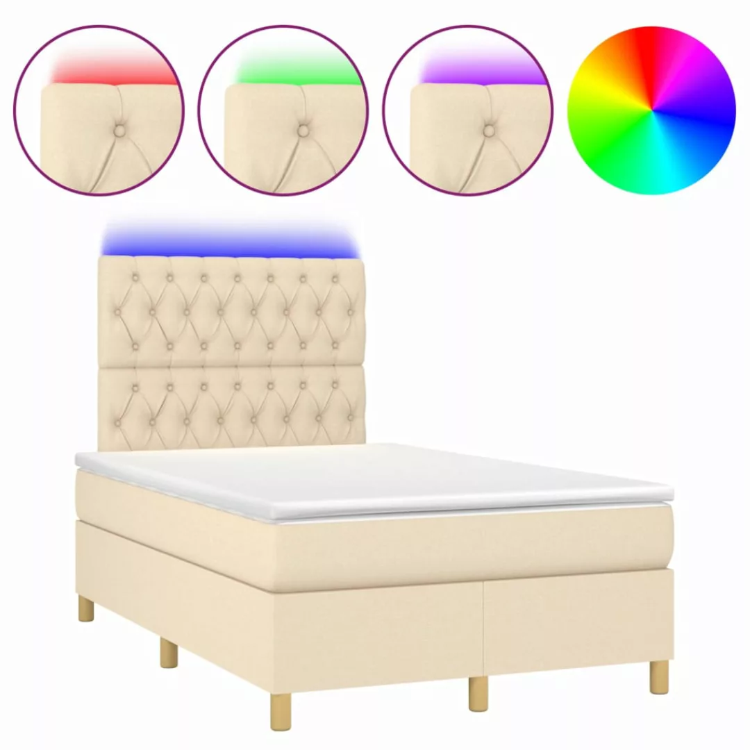 Vidaxl Boxspringbett Mit Matratze & Led Creme 120x200 Cm Stoff günstig online kaufen