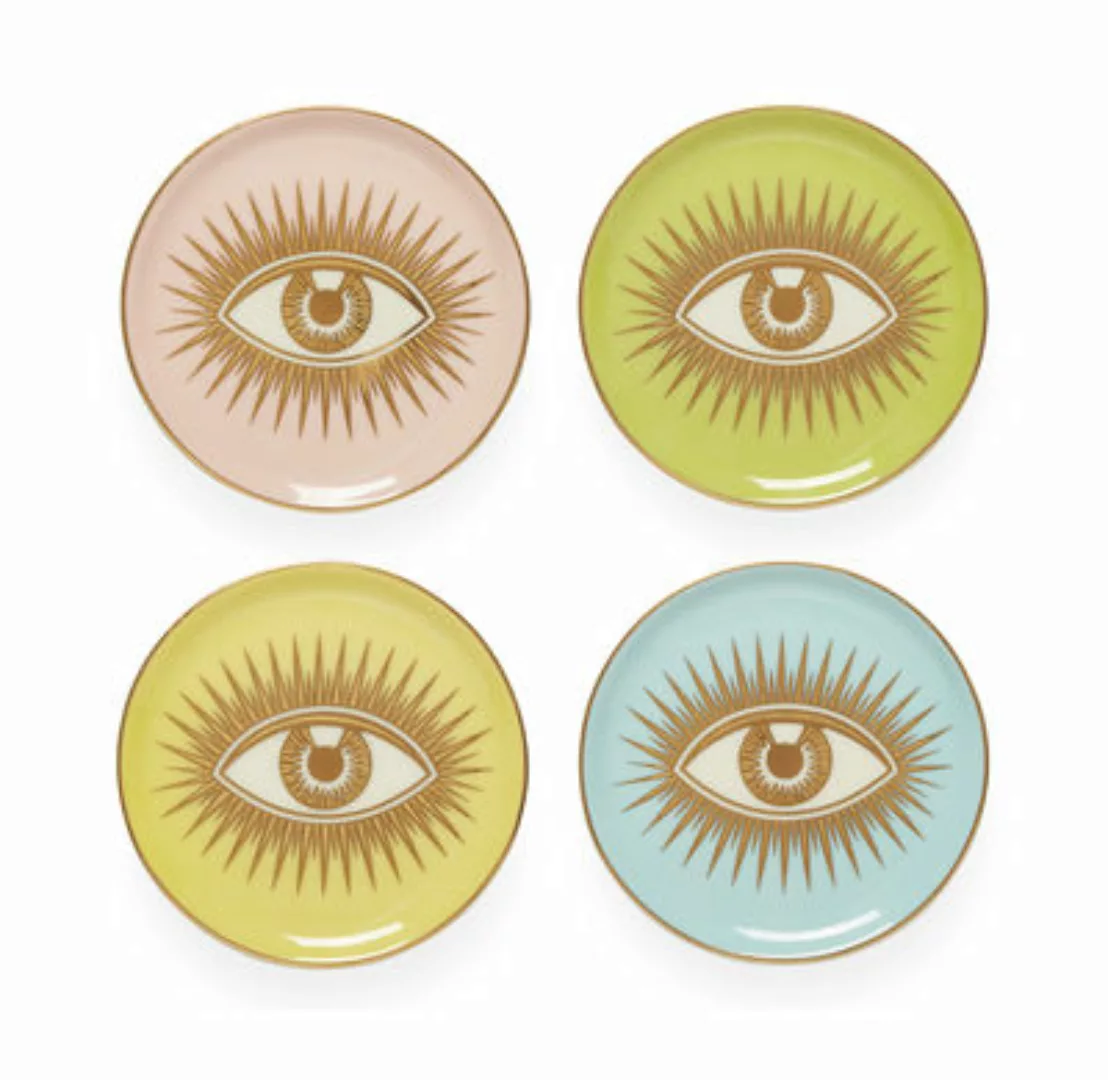 Glasuntersetzer Le wink keramik blau rosa gelb grün / 4er-Set - Porzellan & günstig online kaufen