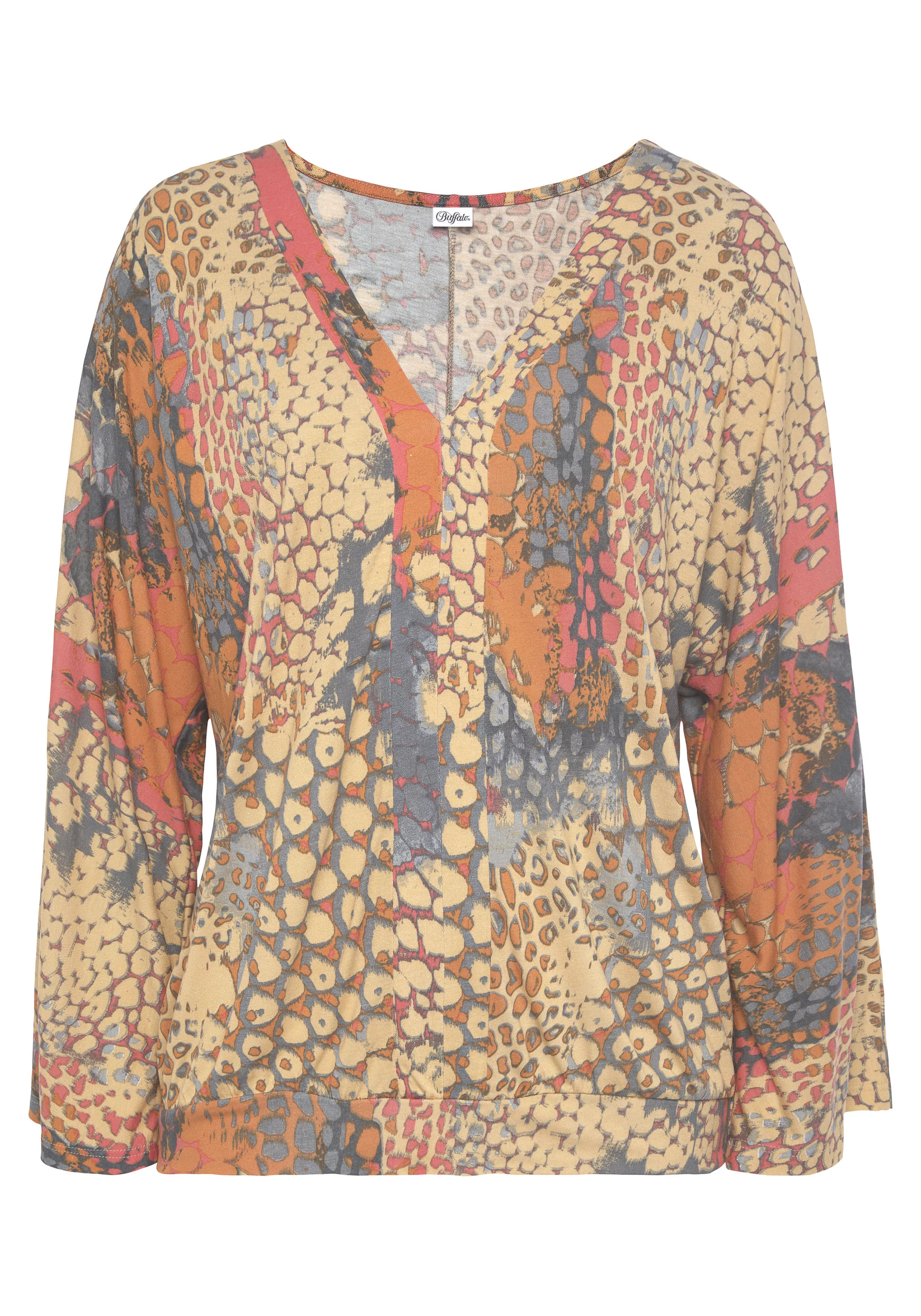 Buffalo Fledermausshirt, mit Animaldruck, lockere Bluse mit V-Ausschnitt, B günstig online kaufen