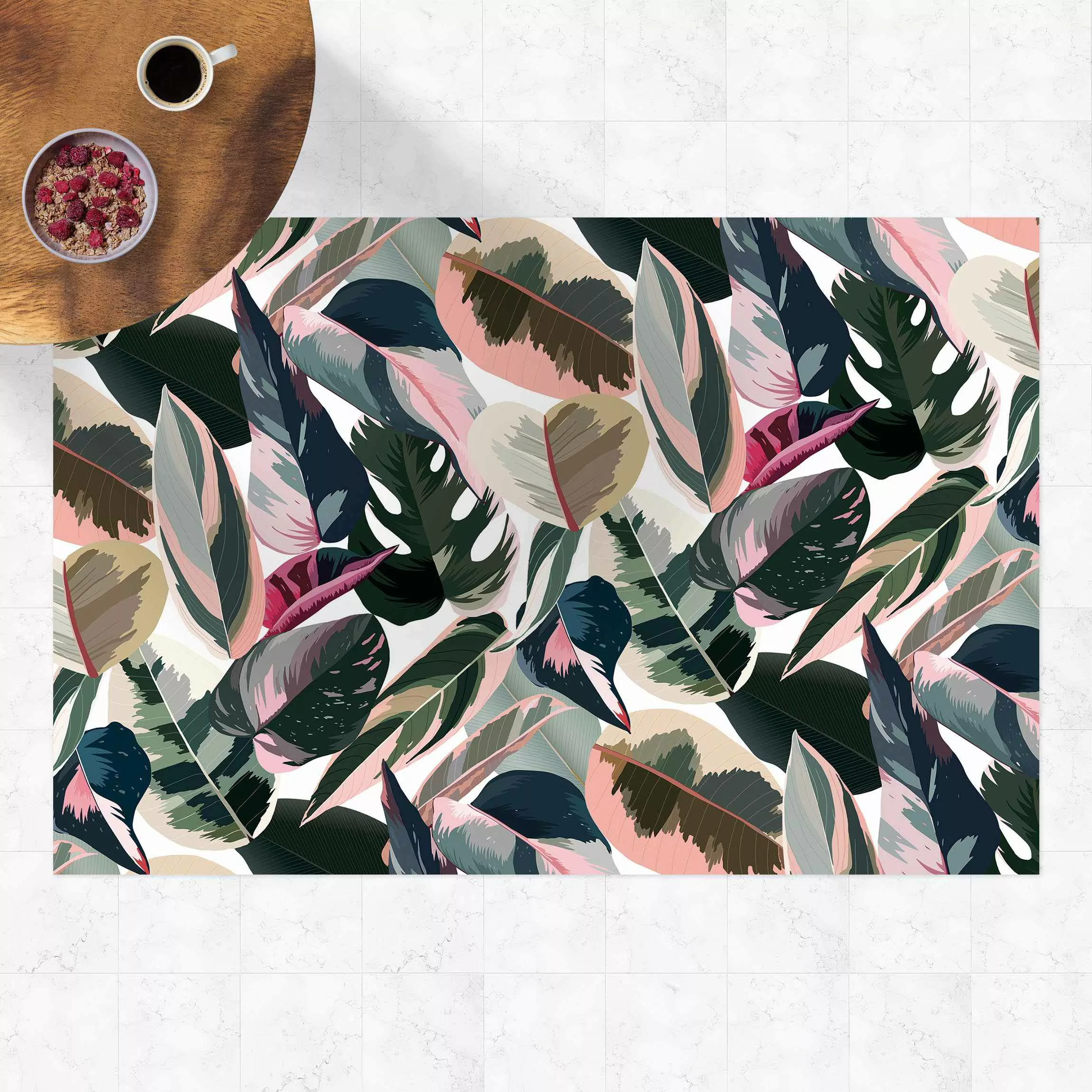 Vinyl-Teppich Pinke Tropen Muster XXL günstig online kaufen