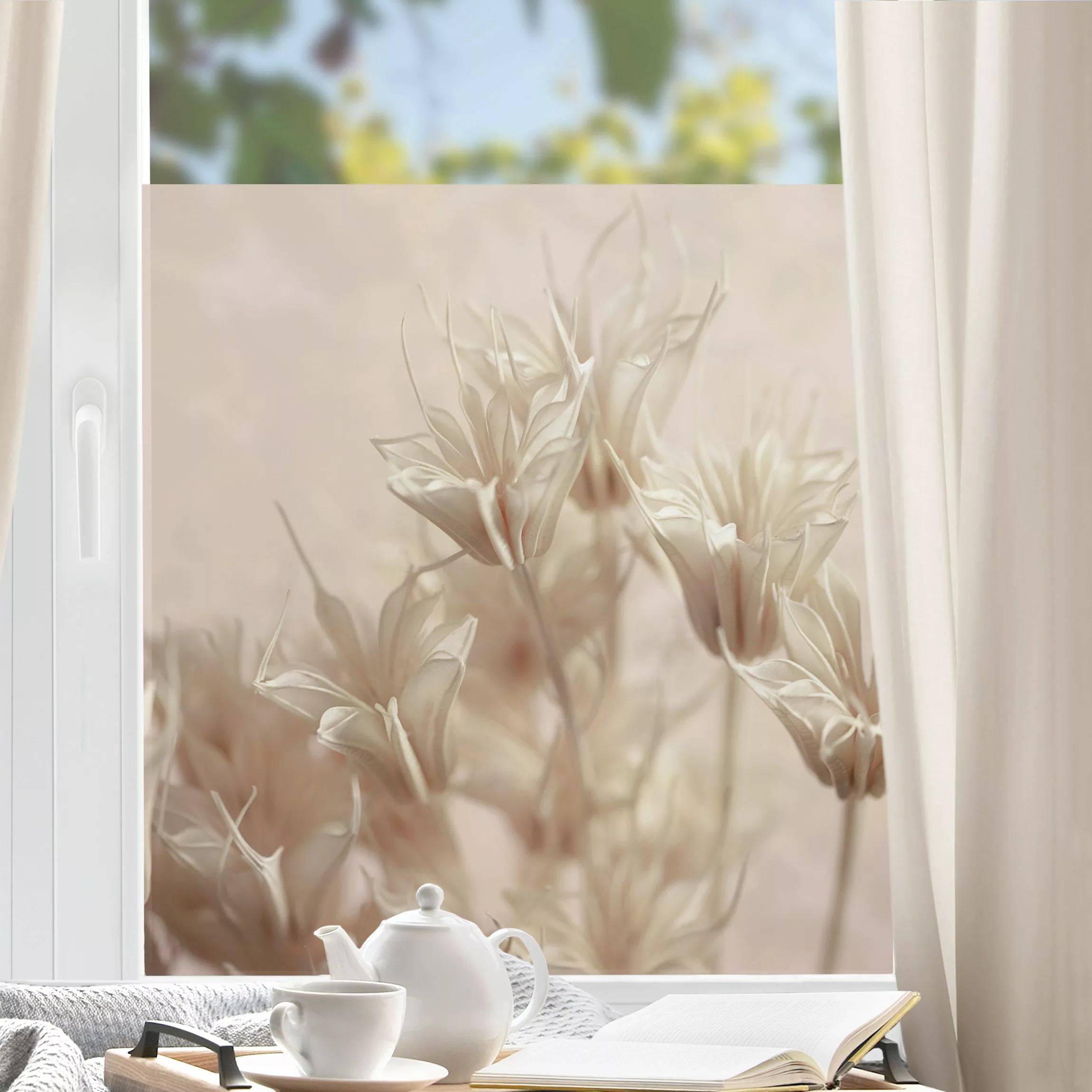 Fensterfolie Sepia Trockenblumen günstig online kaufen