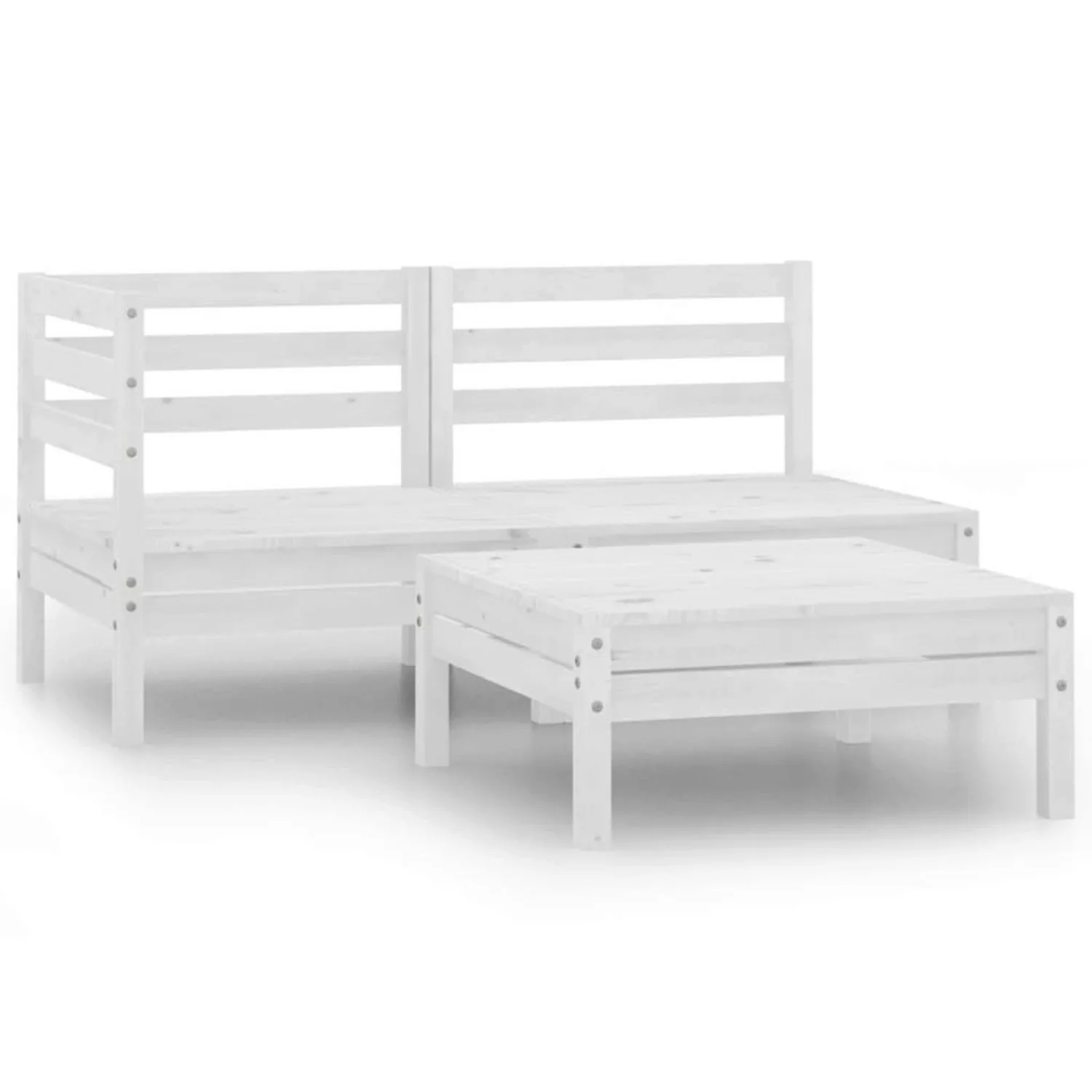 3-tlg. Garten-lounge-set Massivholz Kiefer Weiß günstig online kaufen