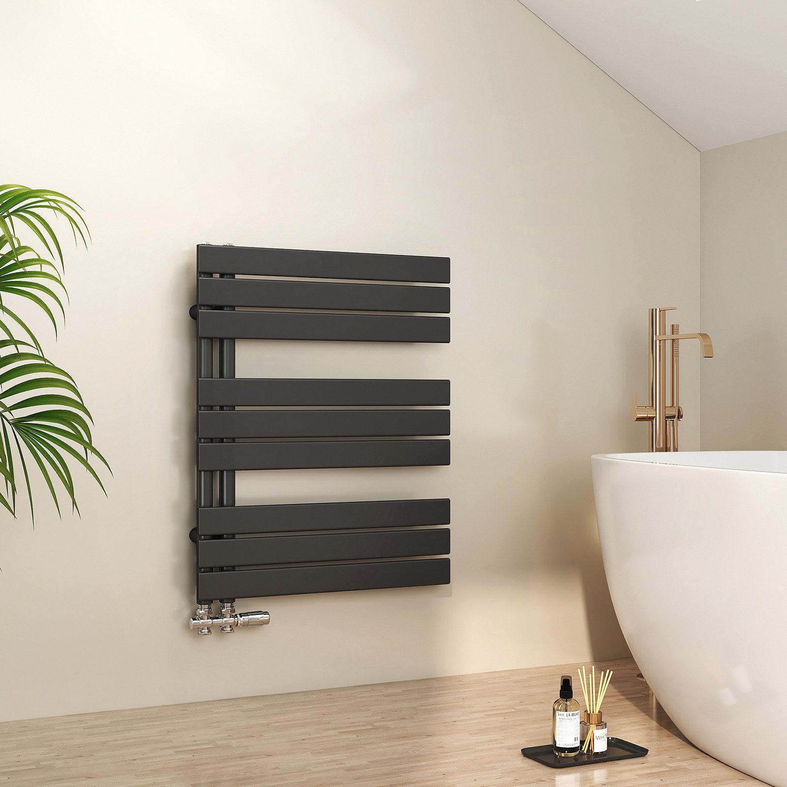 Emke Badheizkörper Flach 100x40cm 456W Schwarz Handtuchwärmer für Badezimme günstig online kaufen