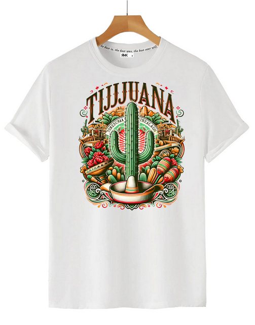 RMK T-Shirt Herren Shirt Basic Rundhals mit Mexico Tijuana Print günstig online kaufen