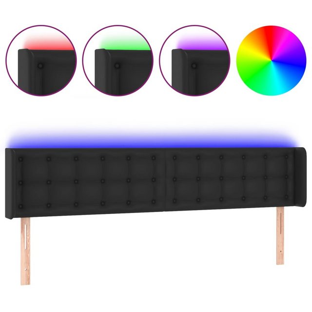 vidaXL Bett, LED Kopfteil Schwarz 163x16x78/88 cm Kunstleder günstig online kaufen