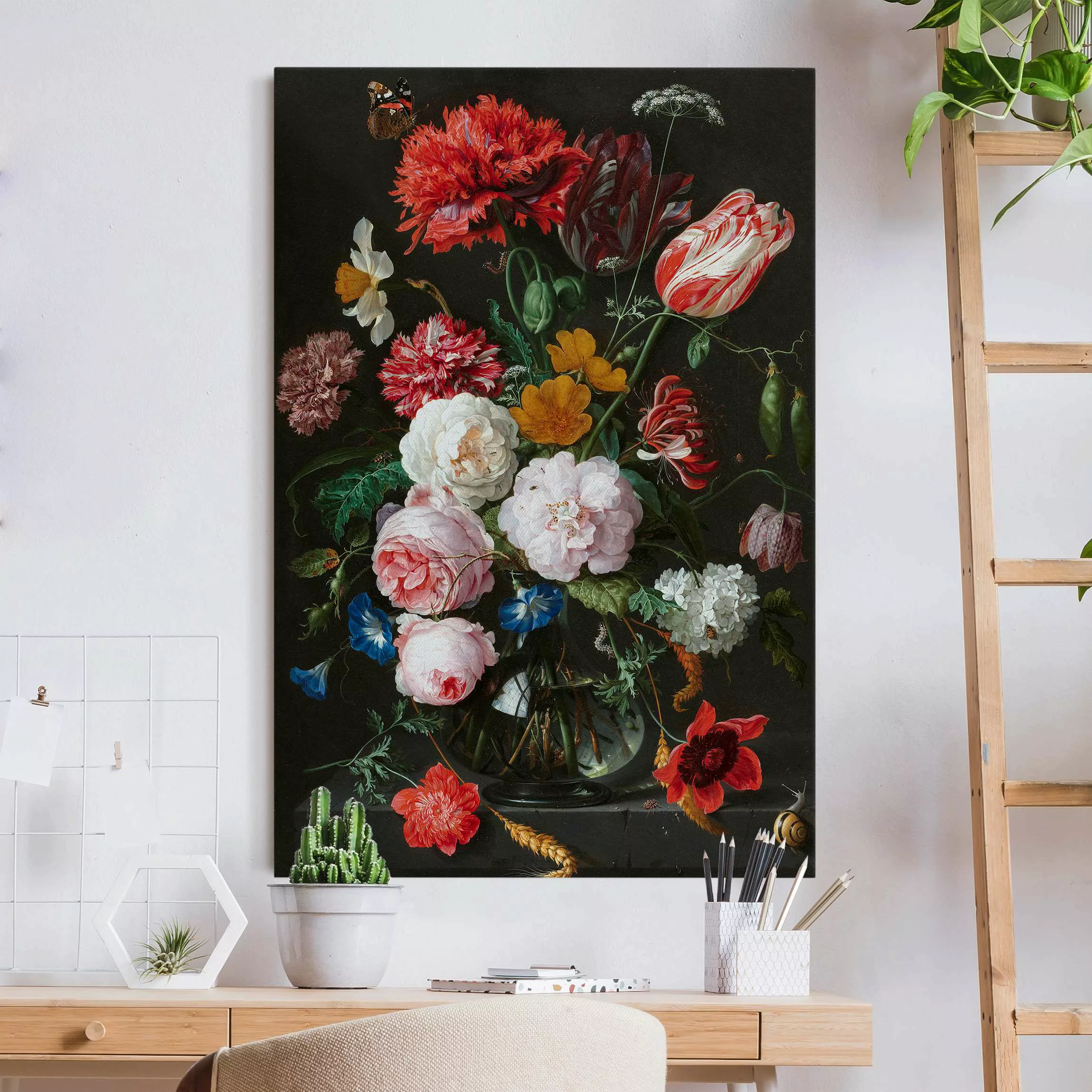 Akustikbild Jan Davidsz de Heem - Stillleben mit Blumen in einer Glasvase günstig online kaufen