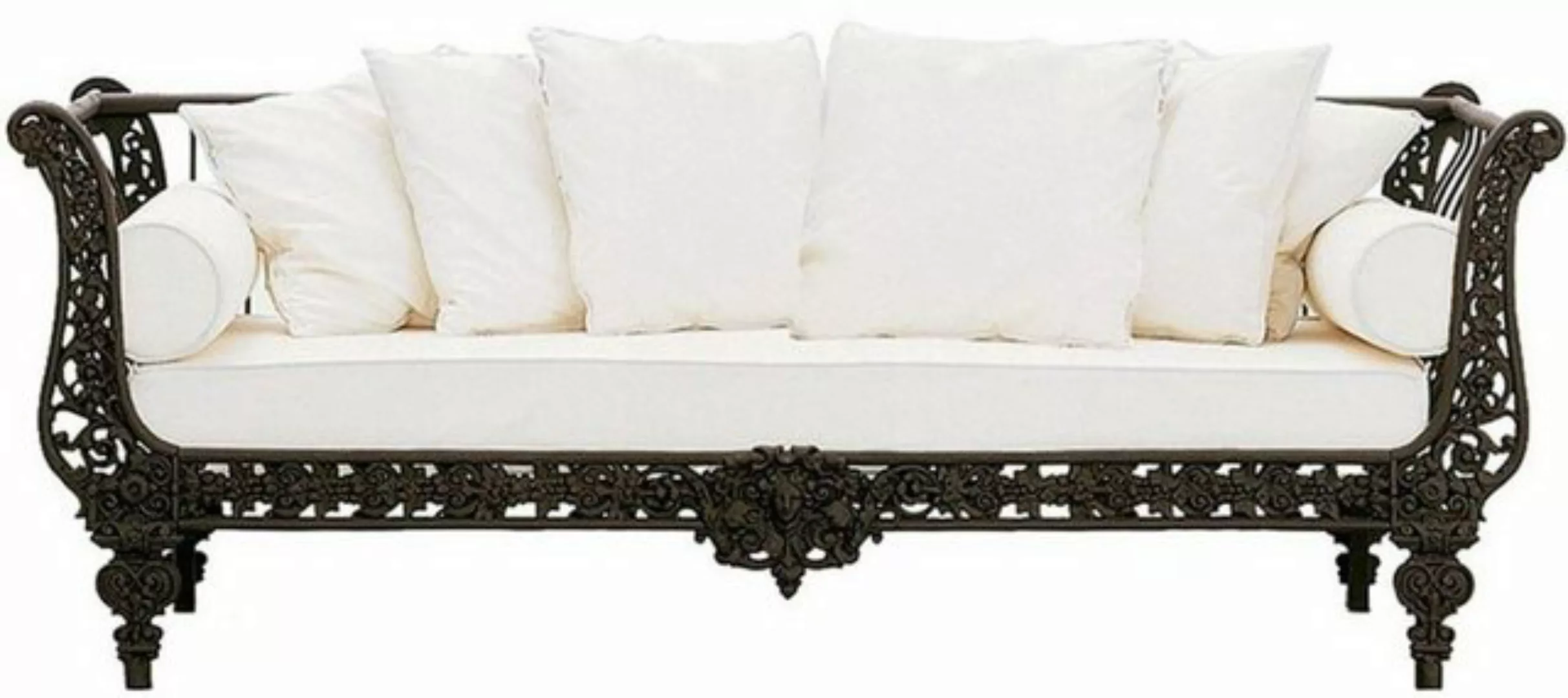 Casa Padrino Sofa Luxus Barock Sofa Dunkelbraun / Weiß 212 x 87 x H. 77 cm günstig online kaufen