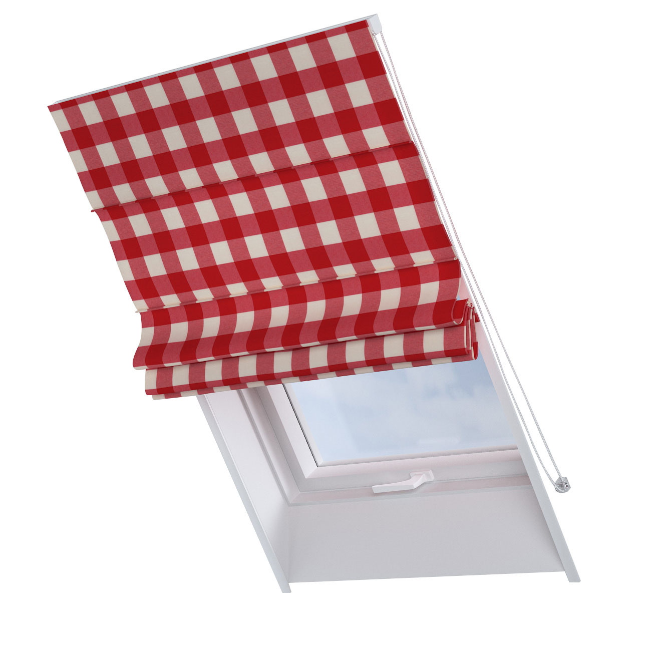 Dekoria Dachfenster-Raffrollo Rimini, ecru-rot kariert, 50 x 60 cm günstig online kaufen