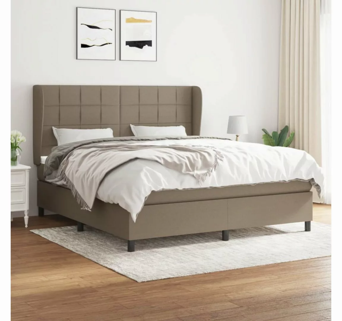 vidaXL Boxspringbett Boxspringbett mit Matratze Taupe 180x200 cm Stoff Bett günstig online kaufen