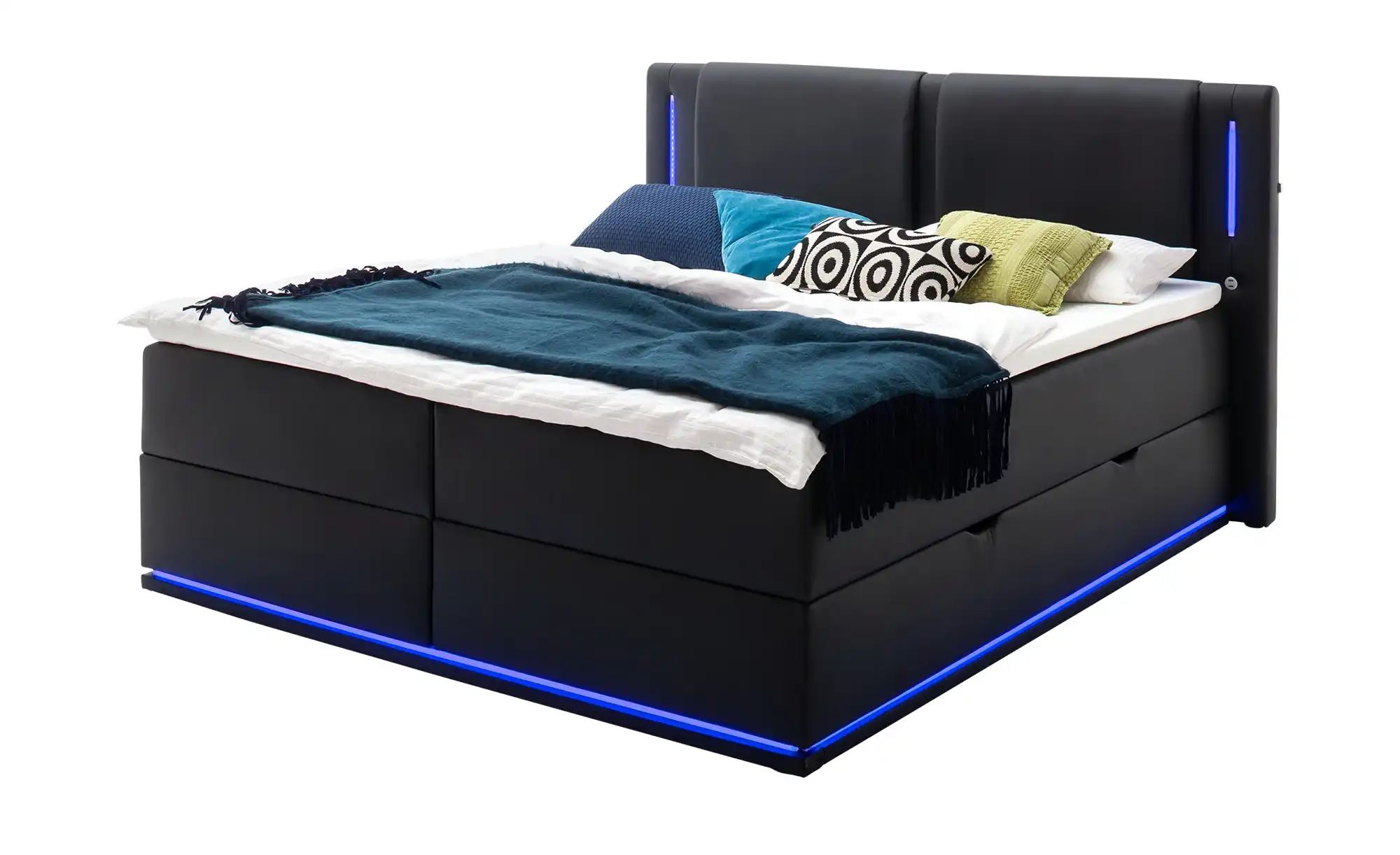 Boxspringbett mit LED-Beleuchtung Brighton ¦ schwarz ¦ Maße (cm): B: 200 H: günstig online kaufen