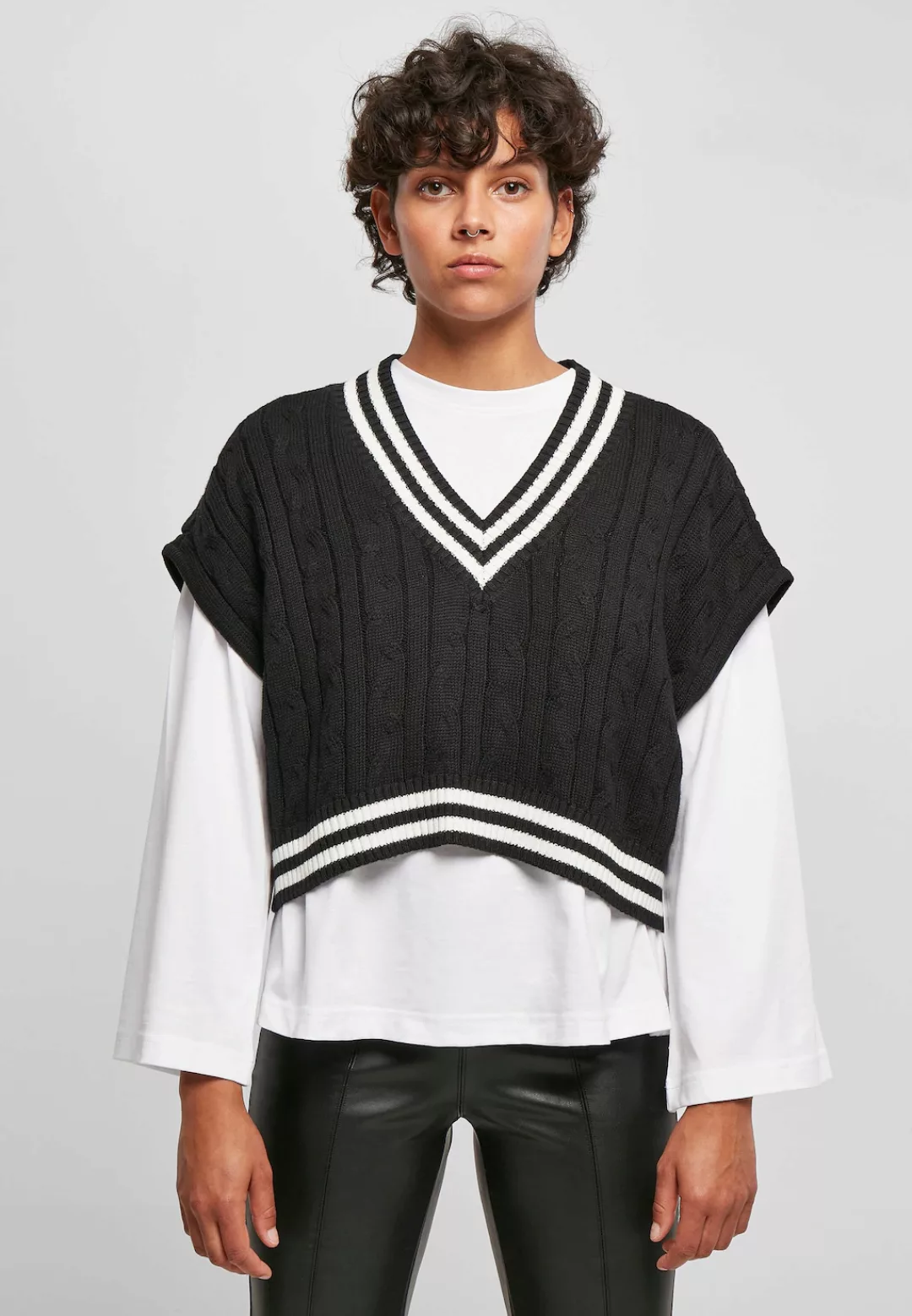 URBAN CLASSICS Rundhalspullover Urban Classics Damen Ladies Cropped Knit Co günstig online kaufen