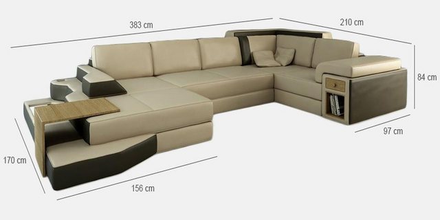 Xlmoebel Ecksofa Großes Design XXL-Sofa mit USB-Anschluss, Eckcouch Wohnlan günstig online kaufen