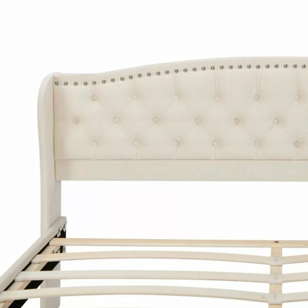 OKWISH Polsterbett Stilvolles Soft-Polsterbett mit samtigen Kopfteil (160 x günstig online kaufen