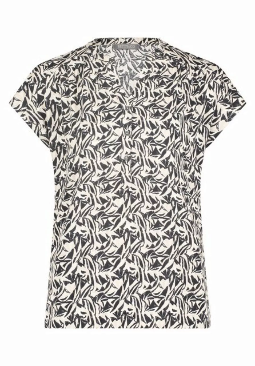 Betty&Co Kurzarmshirt Betty & Co Blusenshirt mit Knopfleiste (1-tlg) Druck günstig online kaufen