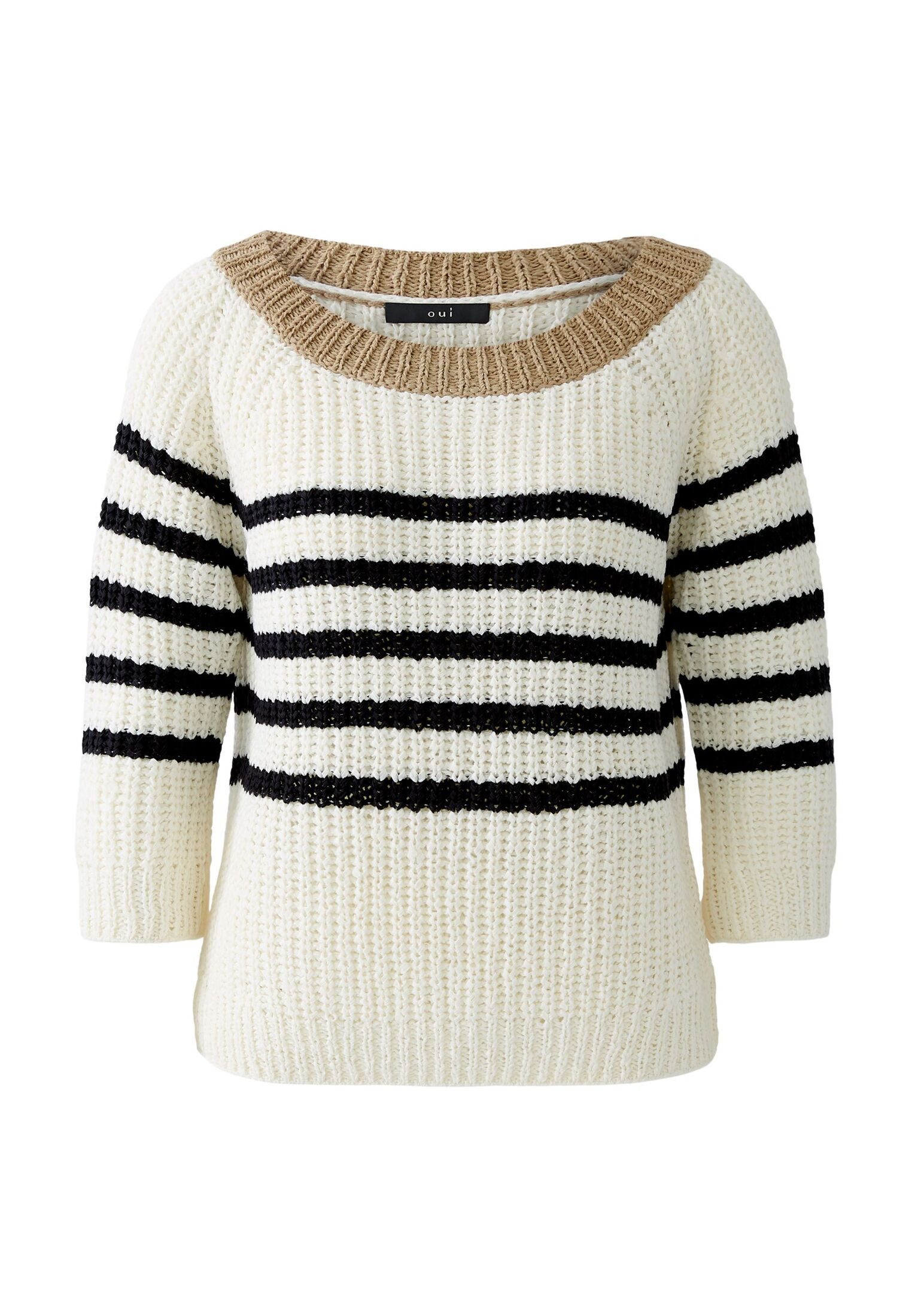 Oui Rundhalspullover Pullover Bändchengarn günstig online kaufen