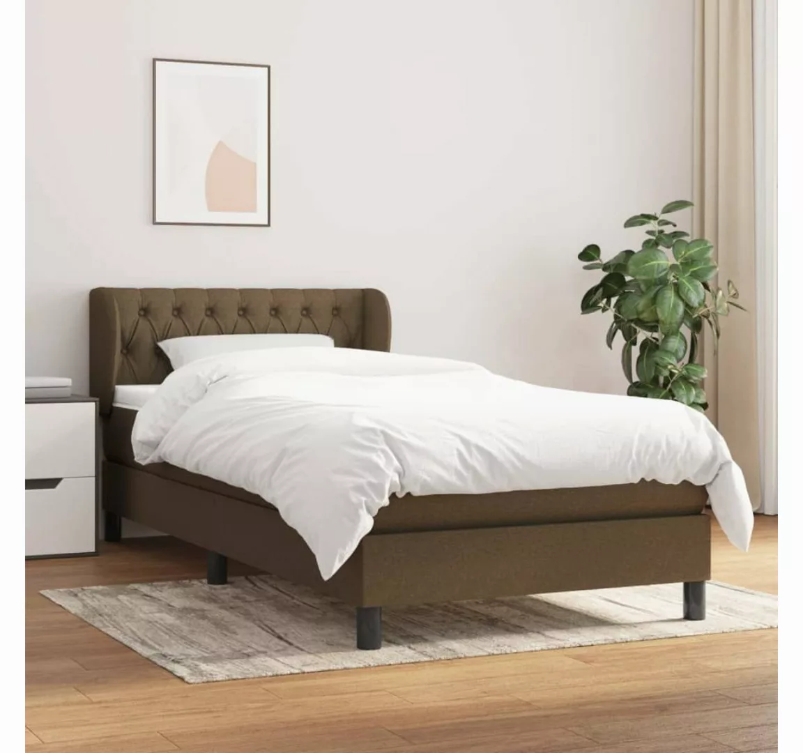 furnicato Bett Boxspringbett mit Matratze Dunkelbraun 90x200 cm Stoff günstig online kaufen