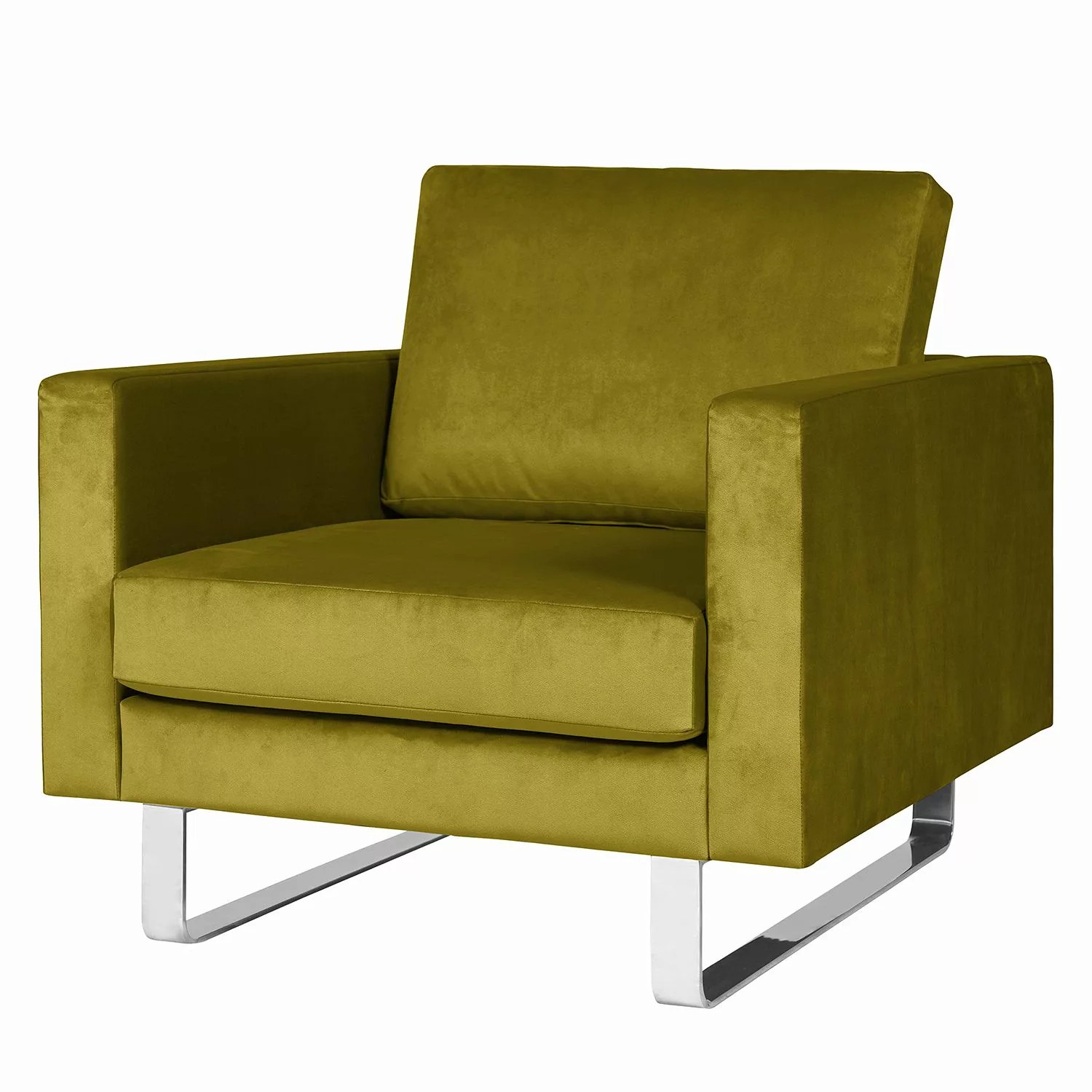 home24 Fredriks Sessel Portobello III Grün Samt 82x75x85 cm (BxHxT) günstig online kaufen