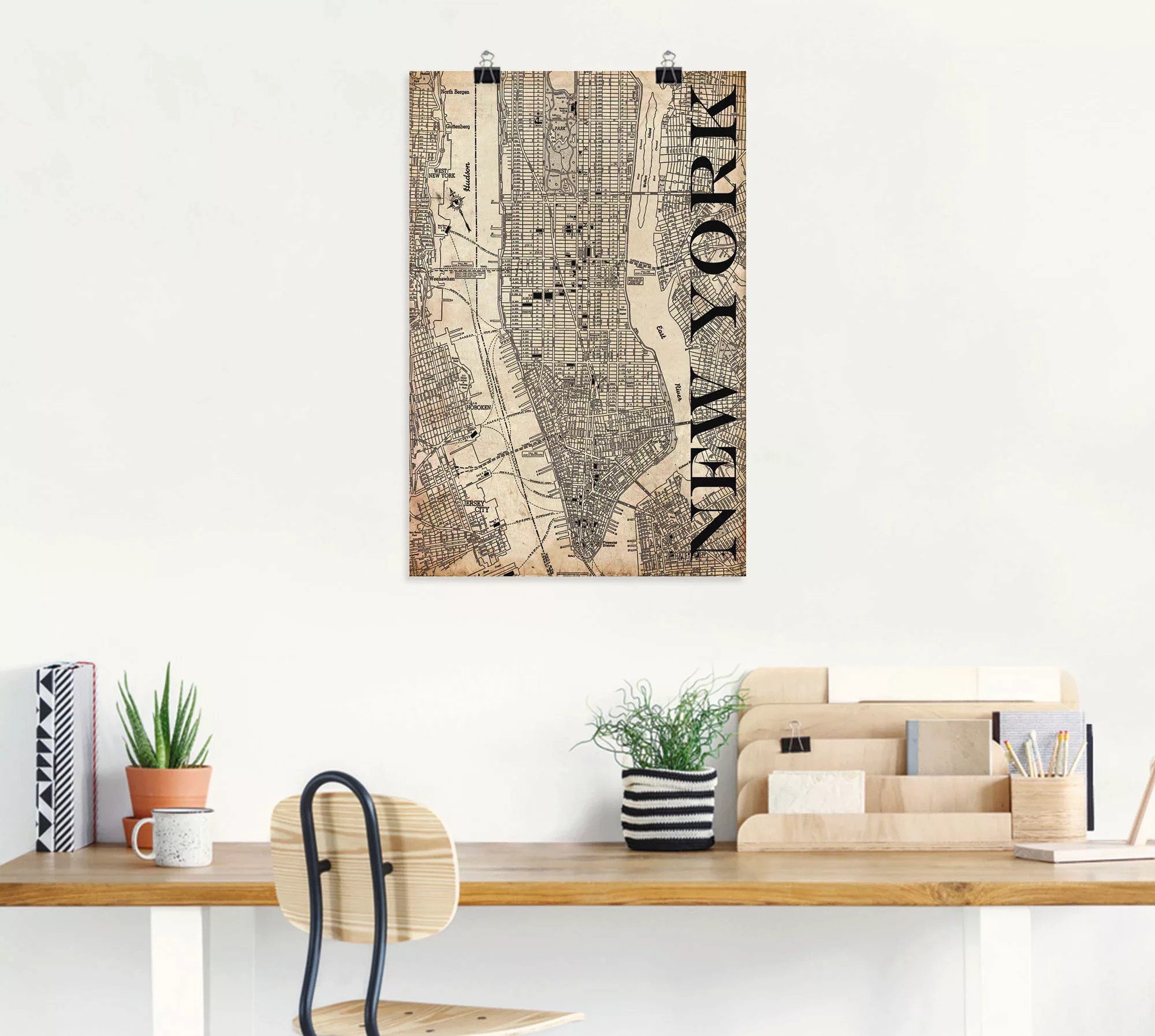 Artland Wandbild "New York Karte Straßen Karte Grunge", Amerika, (1 St.), a günstig online kaufen