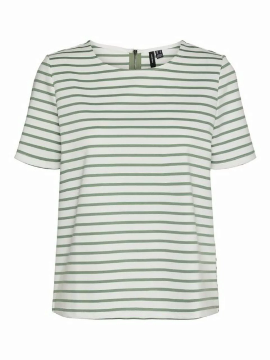 Vero Moda T-Shirt Rundhals Blusen Shirt mit Zip-Fly Design Halb Arm 7063 in günstig online kaufen