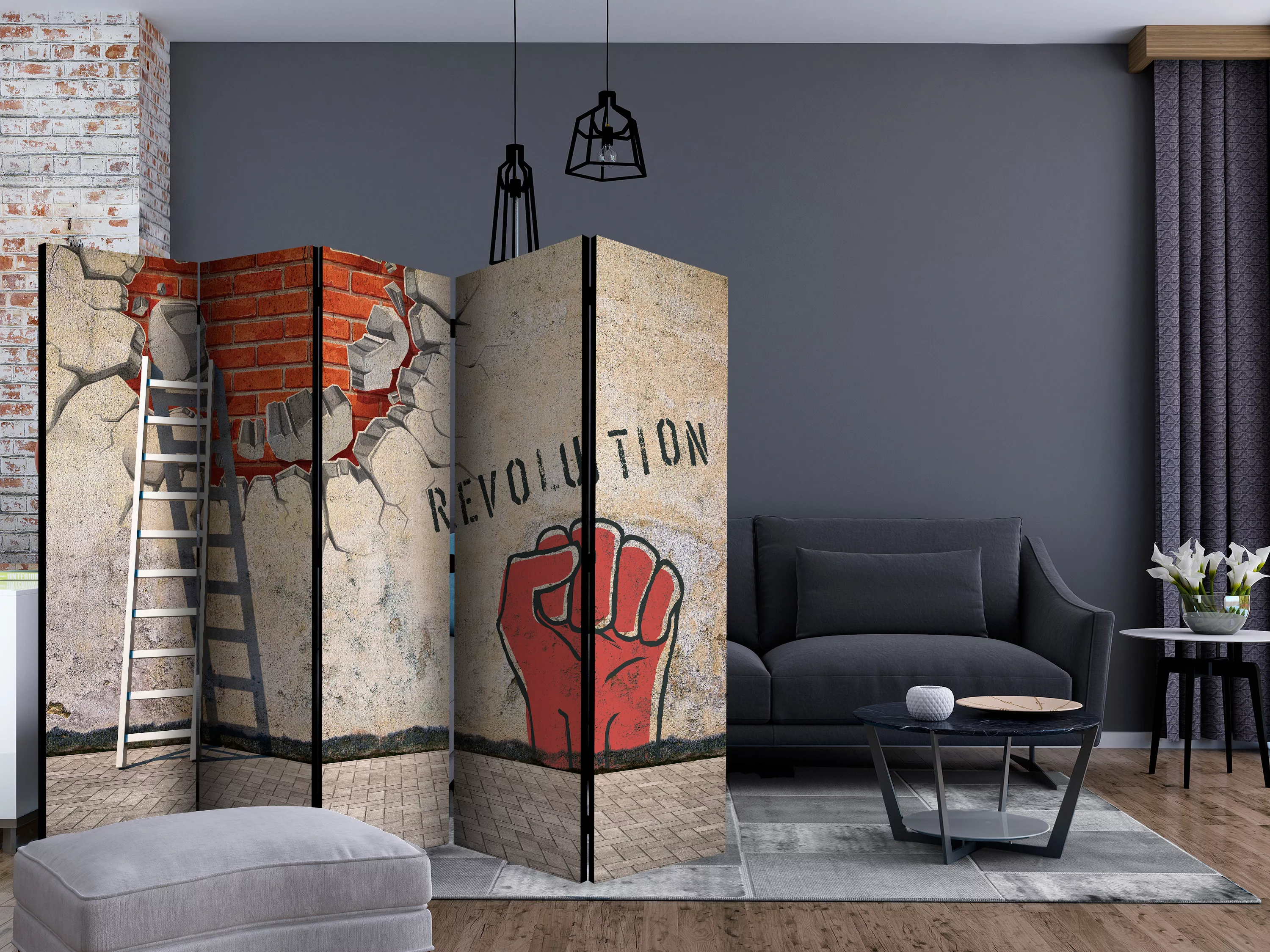 5-teiliges Paravent - The Invisible Hand Of The Revolution Ii [room Divider günstig online kaufen